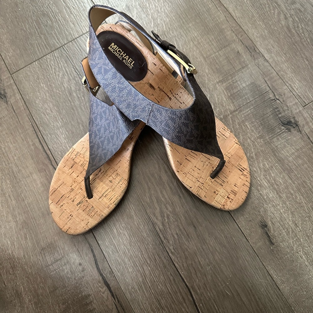 Michael Kors Dark Brown and Tan Sandals